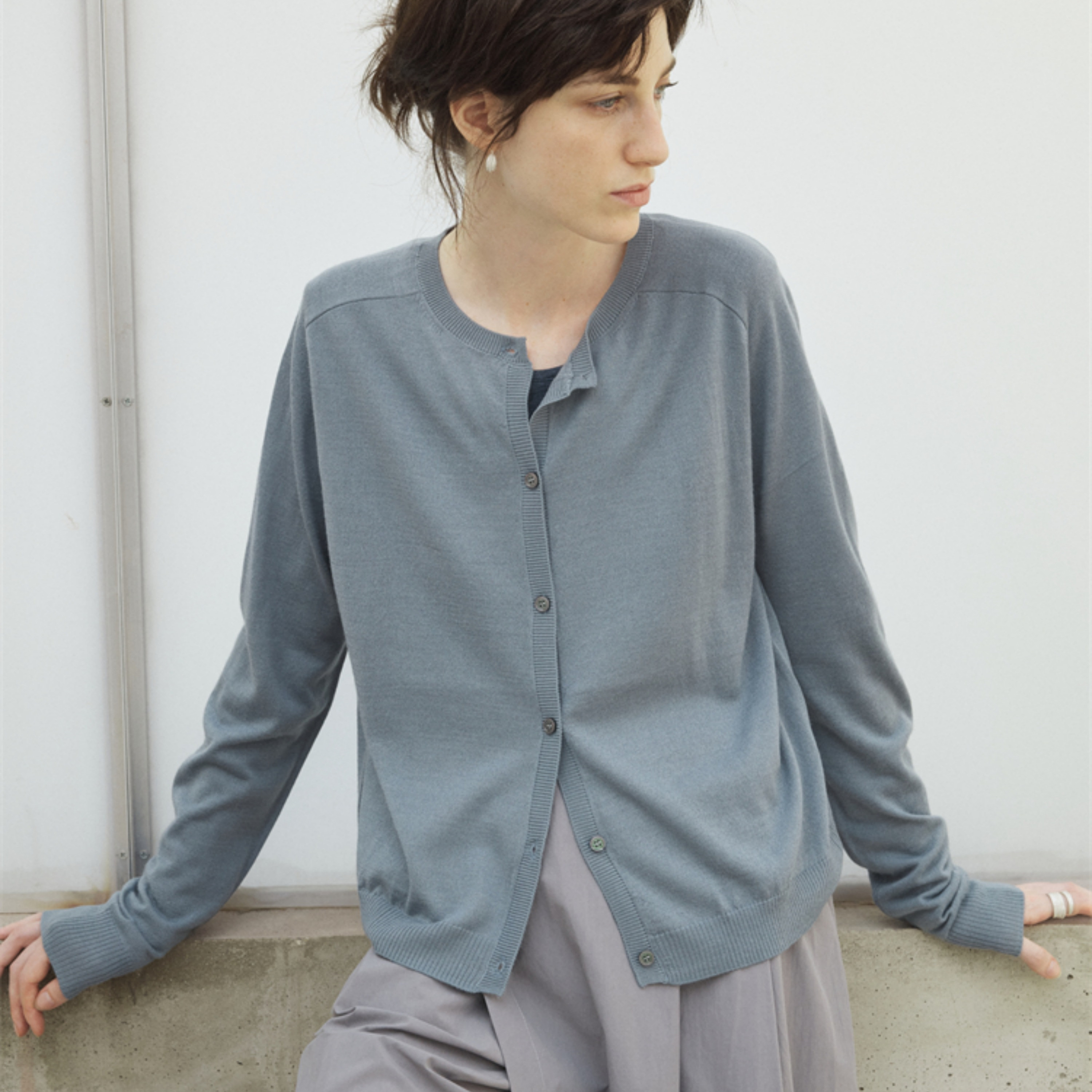 Fist to Fist 兰精天丝与桑蚕丝混纺 经典圆领针织开衫女FW0028