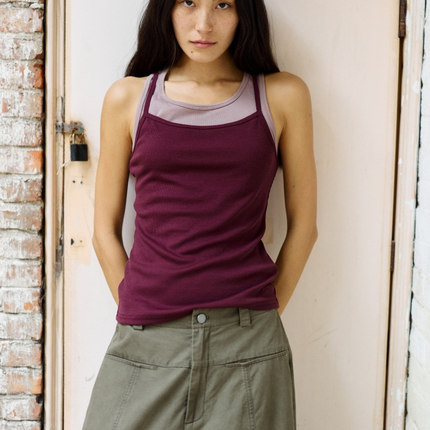 Fist to Fist  天丝混纺  撞色叠搭双肩带 假两件背心FT0011