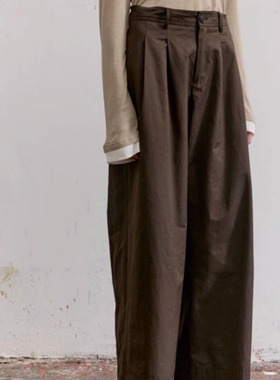 Fist to Fist 高密精梳棉 立体双褶可翻边阔腿裤FK0004