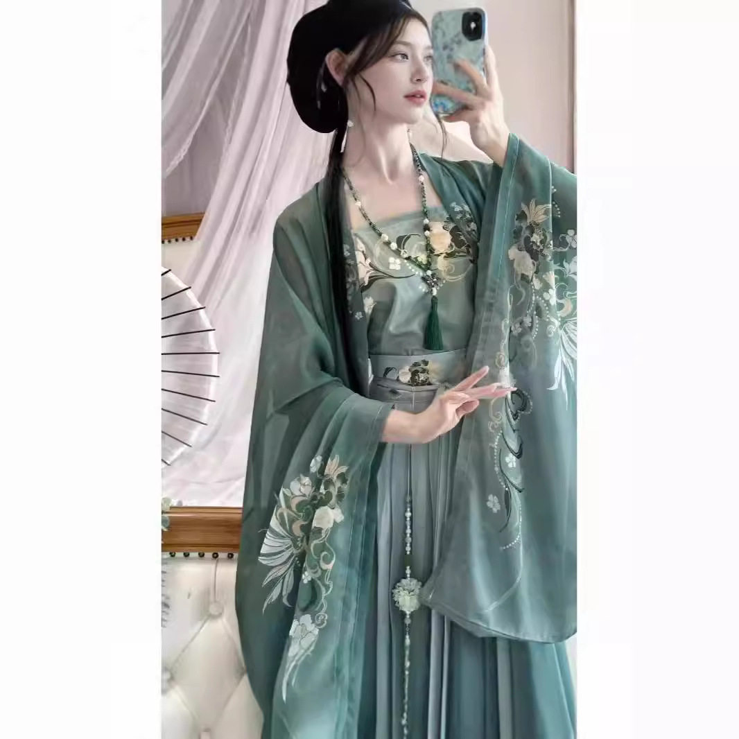女士汉服琉璃记云霞光汉服女夏款宋制大袖衫印花百折裙春夏款透气