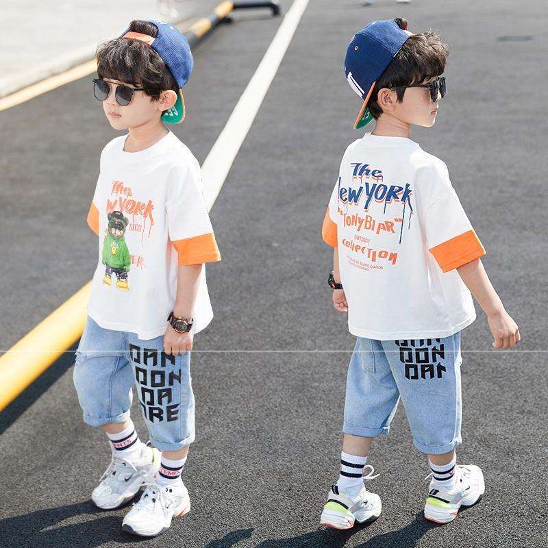 新款童装男童夏装套装2022新款韩版洋气中大儿童男孩帅气夏季