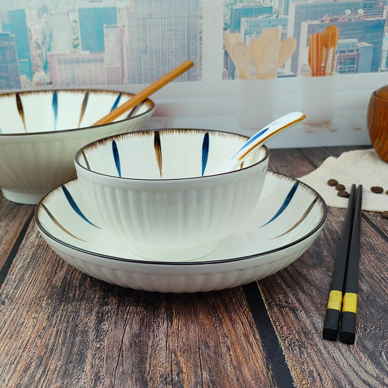 高颜值一人食餐具套装一人用碗筷子单人一套一碗一勺网红碗盘日式_虎窝淘