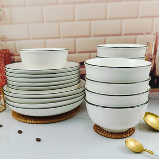 景德镇碗家用2026新款吃饭的碗盘子10个装釉下彩6英寸陶瓷米饭碗5