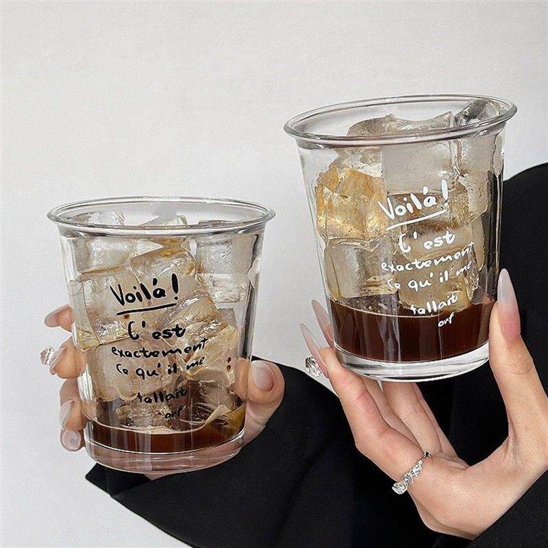 【活动专享】韩国玻璃咖啡杯冰美式杯子家用水杯ins高颜值英文字