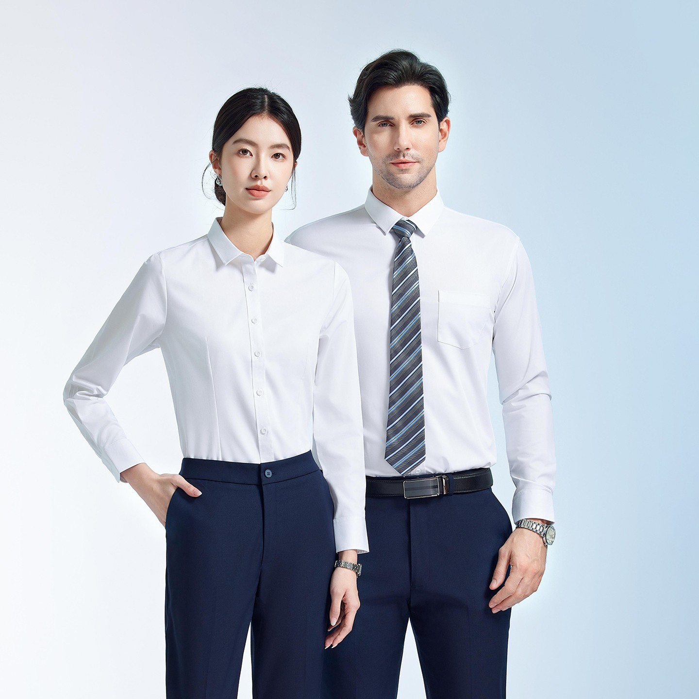 竹纤维商务免烫衬衫男女职业装长短袖正装白色衬衣工作服定制logo