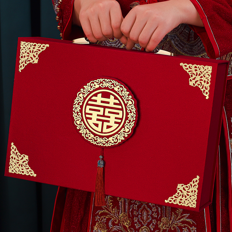 结婚放钱礼盒订婚彩礼钱盒子定亲聘礼盒提亲三金礼金箱用品大全