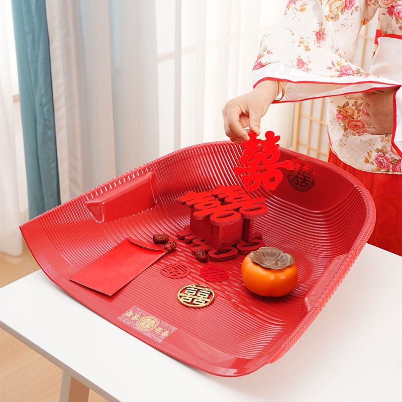 结婚红色簸箕单个喜庆高档家用