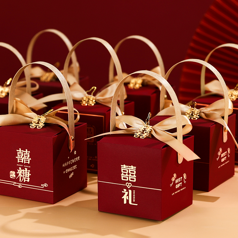 喜糖盒结婚蝴蝶结糖盒子婚礼伴手礼盒空盒手提大号糖果礼品包装盒
