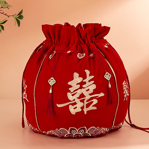 结婚聚宝盆袋红色喜盆包裹布