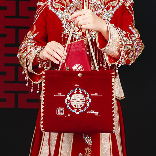 结婚包高级感新娘陪嫁红色手提包