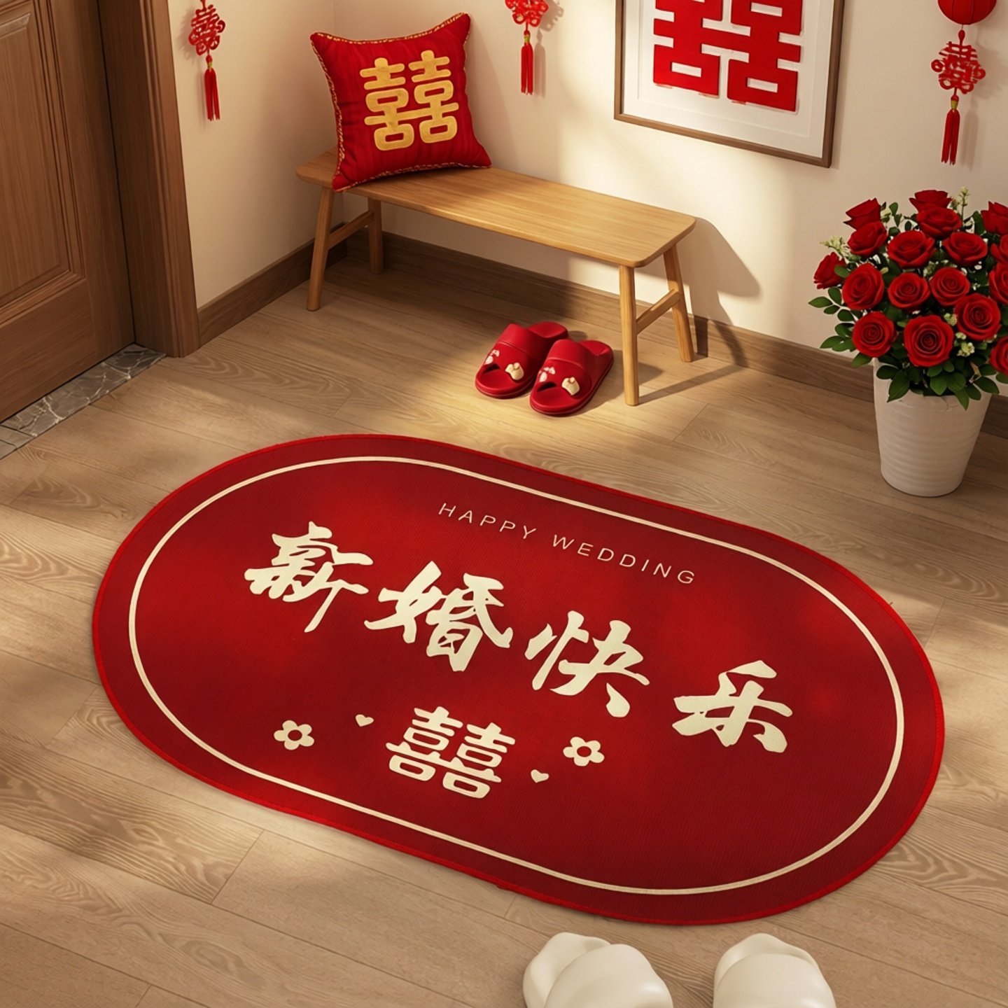 婚房布置男方卧室拉花脚垫结婚女方客厅门口装饰地垫婚礼新房地毯,节庆用品/礼品,拉花,淘宝优惠券,粉丝福利购,淘宝优惠卷