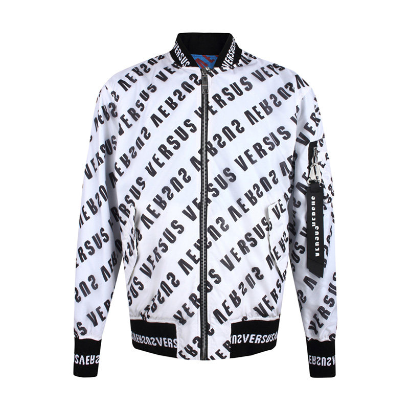 versus versace范思哲奢侈品男装双面字母logo夹克外套白bu50428
