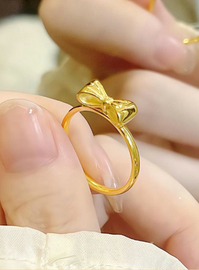 钛钢不掉色新款蝴蝶结戒指