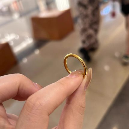 钛钢不掉色古法素圈戒指女ins小众设计轻奢高级感学生指环