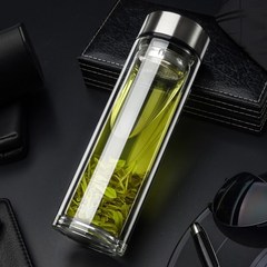 破离杯子保温玻璃双成层真空男生潮款泡茶水杯个性透明耐热过滤。