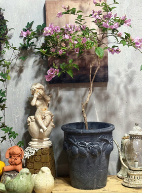 小花农 手压红陶粗陶复古柠檬花盆 25*28.5三角梅月季绣球花盆