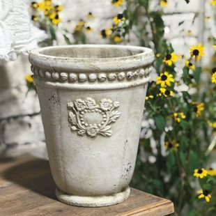 外贸出口手压粗陶点点圆盆 百搭透气简约