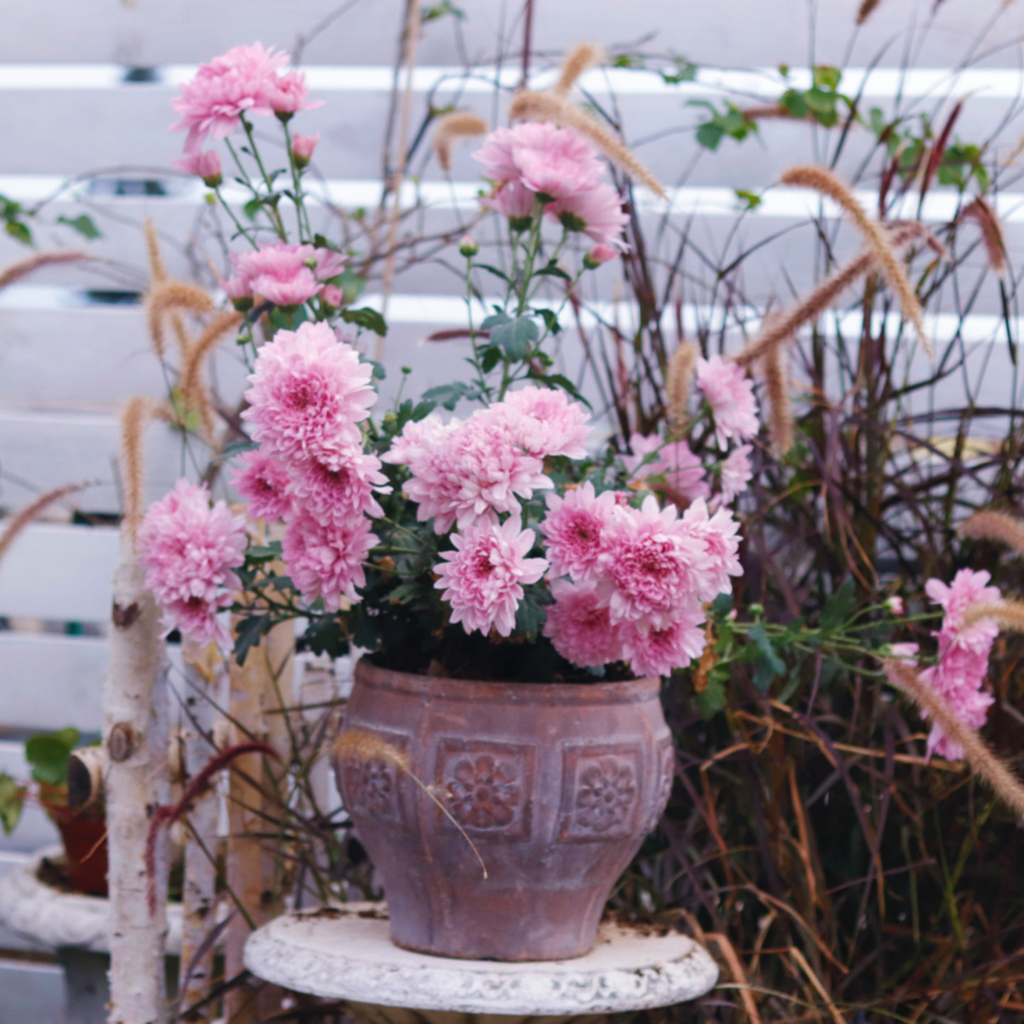 小花农-粗陶手工复古咖色四方花大口径罐子 三角梅月季绣球花盆