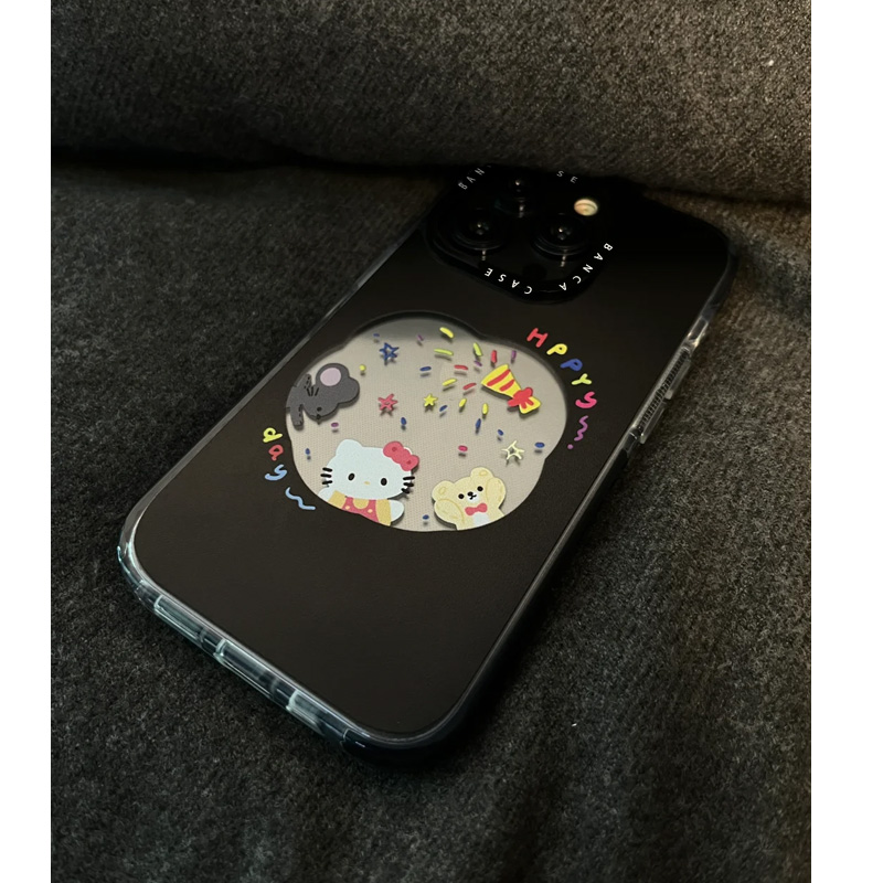 可爱卡通Kitty猫咪适用苹果15promax手机壳新款iPhone16透明14pro创意小众11黑边防摔条13个性12硅胶xr保护壳