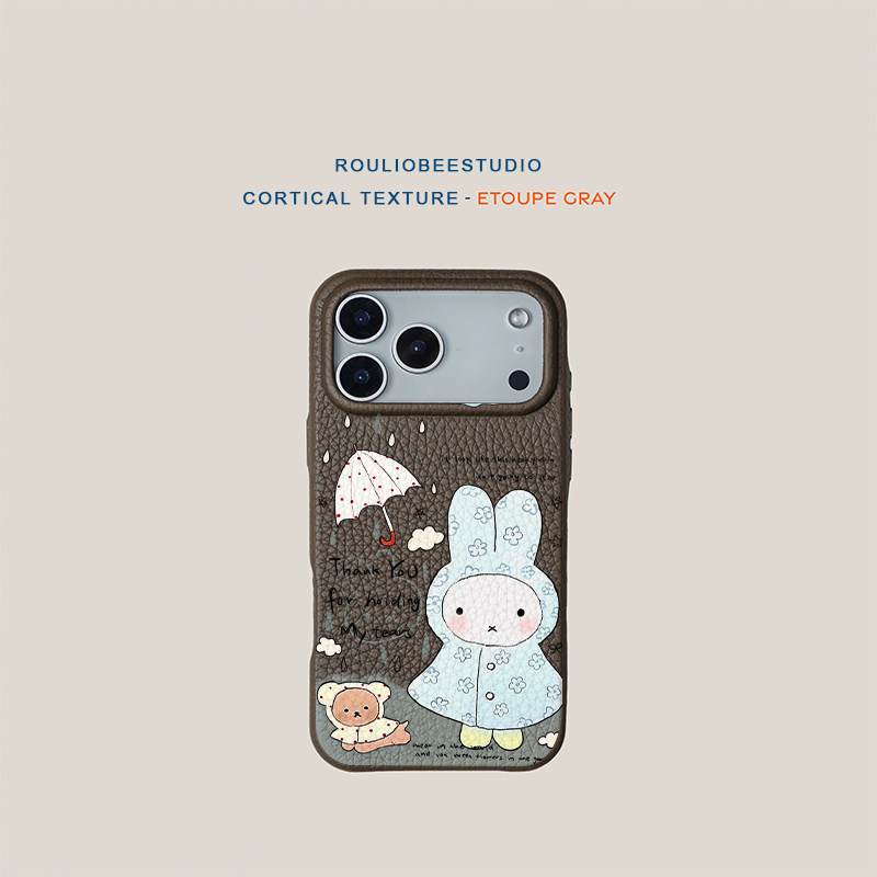 雨衣米菲小兔适用iPhone18PROMAX手机壳苹果17pro华为mate80nova14多色小米17Pura80高颜值皮纹Findx9K100pro