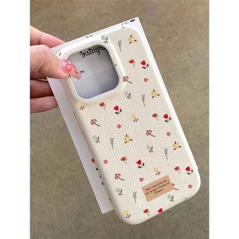 秋冬ins满屏碎花适用iPhone16promax苹果15手机壳13仿皮纹14闺蜜12超火11Promax网红少女华为pura70软保护套