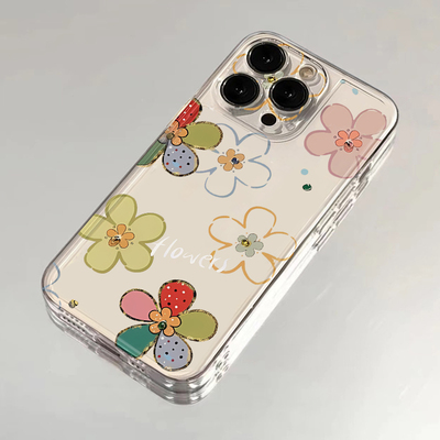 刘亦菲同款适用iphone16promax花朵手机壳苹果13透明14华为mate70pro卡通vivox200s19小米15oppo软套红米k80