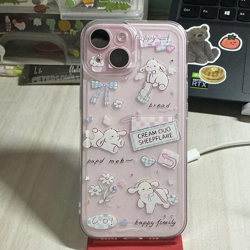 蝴蝶结小羊适用iphone16promax手机壳苹果13透明14华为mate70pro可爱女vivox200小米15防摔oppo保护套红米k80