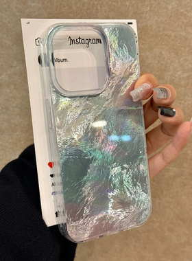 ins薄荷绿晕染渐变适用苹果15手机壳16Promax高级vivox100锡纸纹红米note13防摔小米14华为pura70荣耀200OPPO