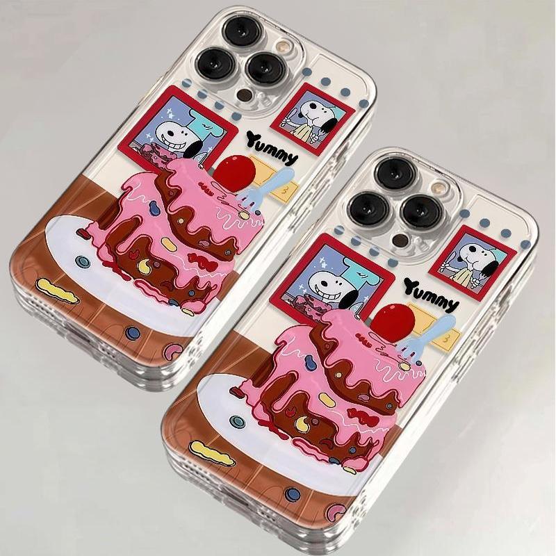可爱奶油蛋糕史努比适用苹果16promax手机壳iphone15/14/13小米oppo荣耀200vivox100nova12套华为pura70一加