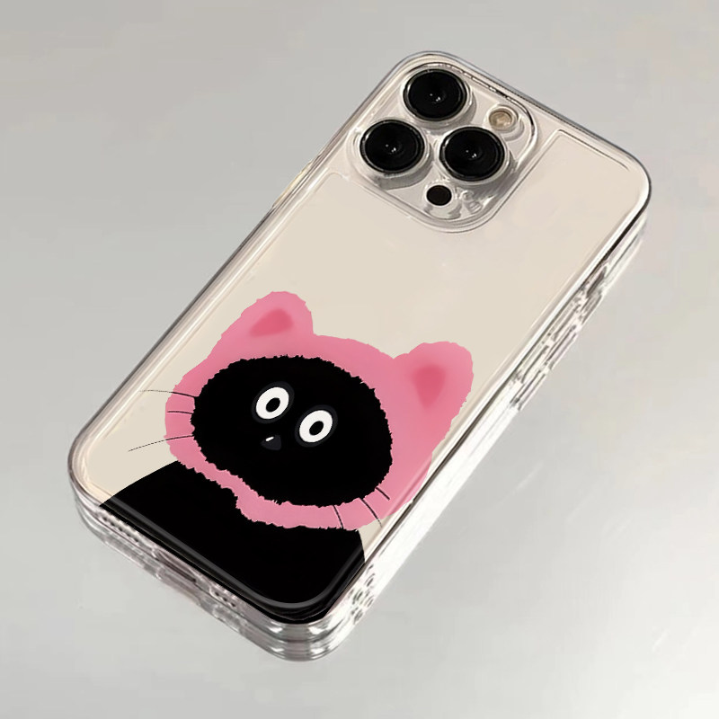 戴帽子的小猫适用iphone16promax手机壳苹果13透明14华为mate70pro可爱女vivox200小米15防摔oppo软套红米k80