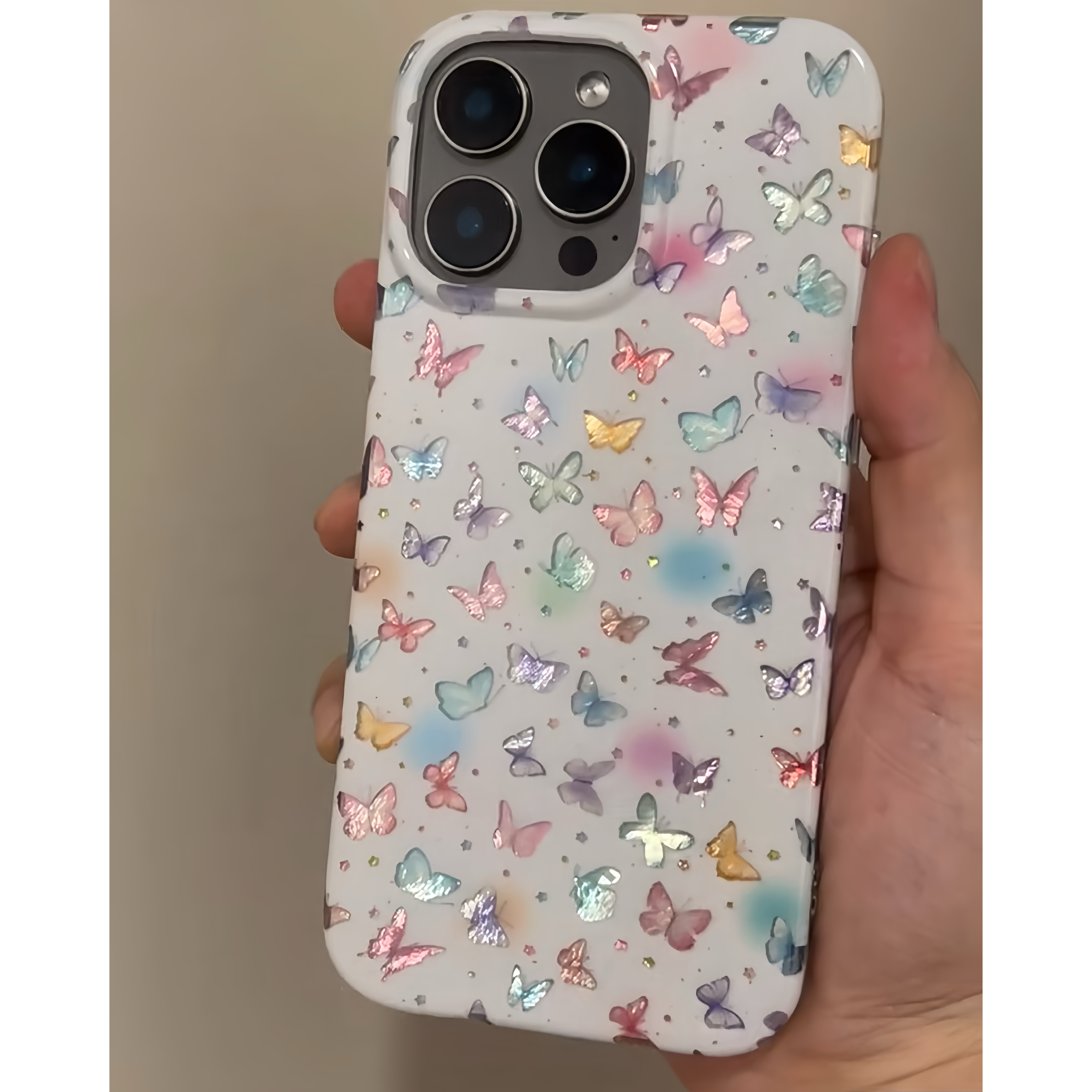 梦幻镭射蝴蝶适用苹果17promax冰川手机壳iPhone16多巴胺14/13pro卡通新款12/11华为P70vivo小米15oppo保护套