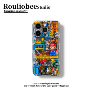 马里奥积木新款 光面菲林适用苹果16promax手机壳iPhone15max华为mate7060小米14Reno12荣耀200vivox100nova13