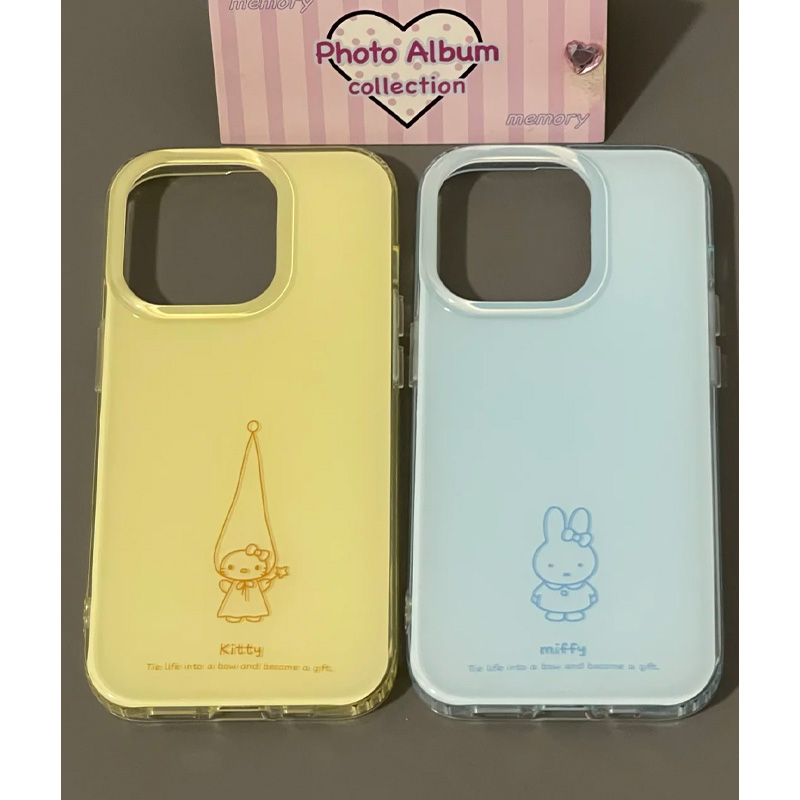 可爱线条高帽kt猫兔子适用苹果16promax手机壳15iphone14保护套13双层imd高级感日韩ins风15promax小众新款16