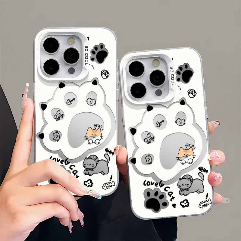 可爱猫爪适用苹果16promax手机壳iPhone14iQOO1312华为pura70mate60小米15荣耀200彩银OPPO一加vivox100s1980