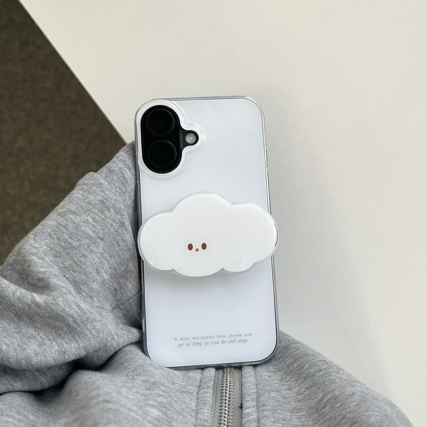 简约英文云朵支架适用苹果16手机壳iPhone17/15PROMAX新款华为NOVA14大孔PURA80情侣MATE60PRO防摔S30红米K70
