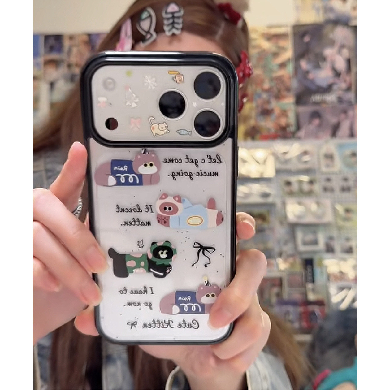 可爱ins萌猫咪图案适用于苹果17promax手机壳17新款iphone16pro透明15pm韩系15防摔13小众14少女心Pro亚克力