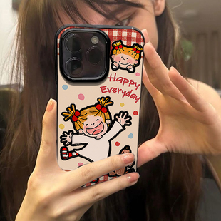 coco醬女孩適用蘋果16手機殼iPhone15promax新款 趣味可愛happy 14軟殼13防摔12女11小眾xr超火xs保護套手機套