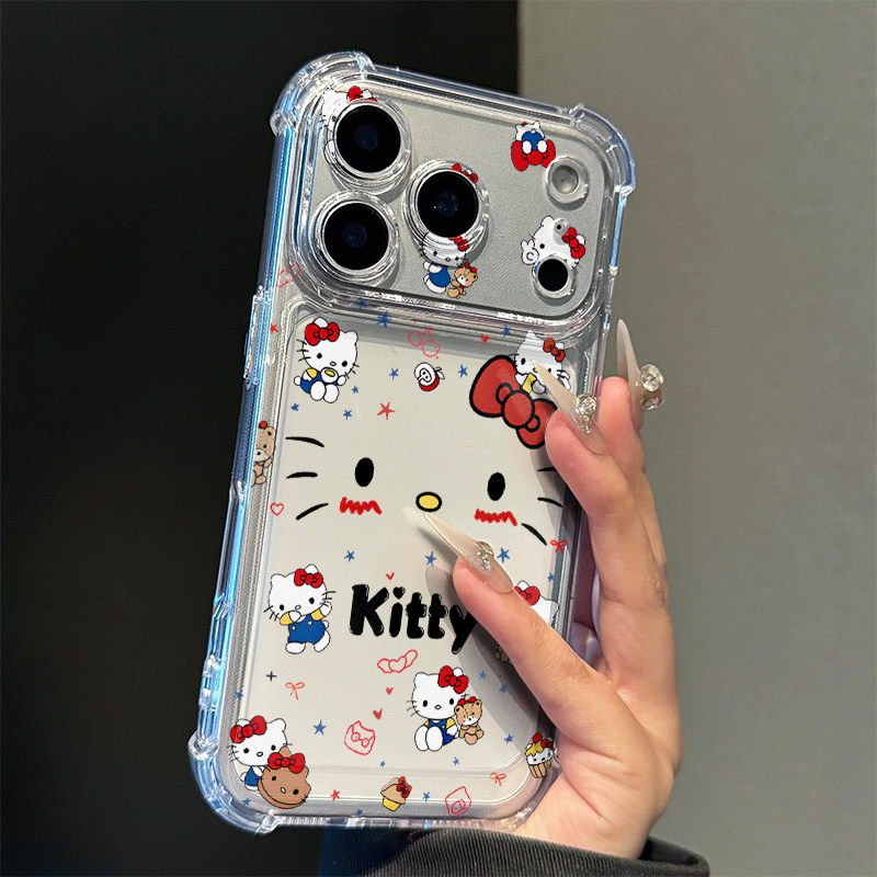 蝴蝶结Kitty猫适用苹果17promax手机壳iphone16/15/13透明气囊防摔套华为pura80荣耀400vivox200小米红米oppo