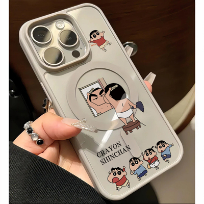 适用苹果16promax蜡笔小新带磁吸苹果16promax/16无线充电iphone14plus可爱保护套创意趣味13pro女12pm搞怪男