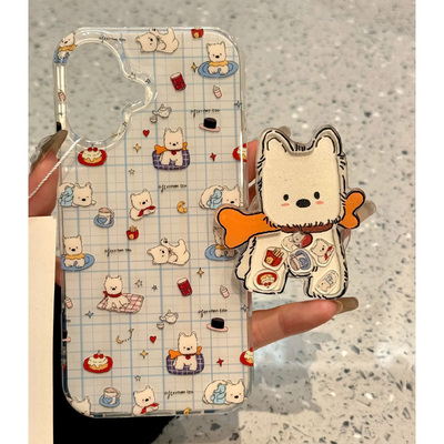 摇摇乐小狗适用苹果16promax手机壳iphone15新款mate60支架13防摔s19小米14华为pura70软壳vivopporeno12荣耀