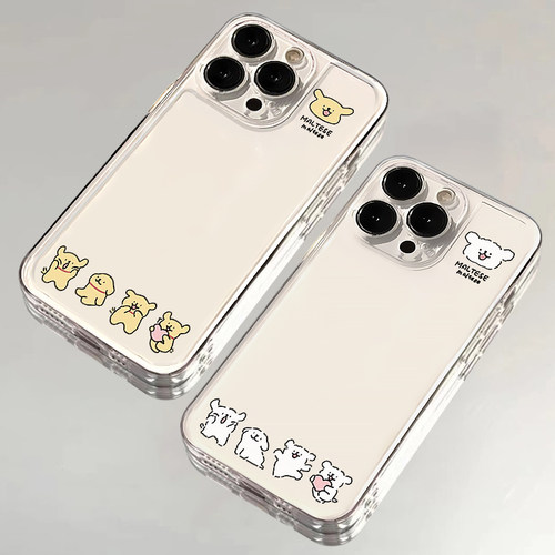 情侣线条小狗适用iphone16promax手机壳苹果13透明14华为mate70pro卡通vivox200s19女小米15oppo软套红米k80