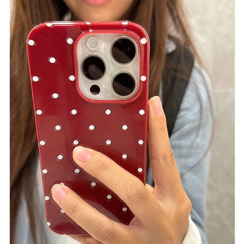 ins韩风不撞壳简约波点适用iphone16promax手机壳苹果16新款16pro个性15promax情侣15pro小众15全包14软13/12