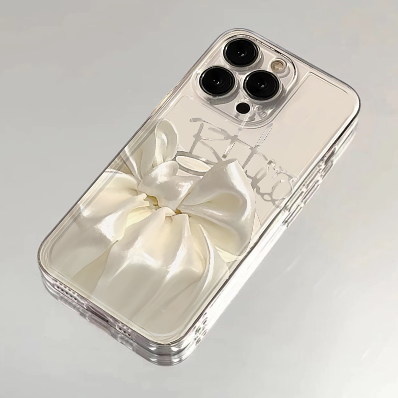 白蝴蝶结礼物适用苹果16promax手机壳iPhone14pro简约华为mate70荣耀300透明Reno13小米15vivox200s19软套k80