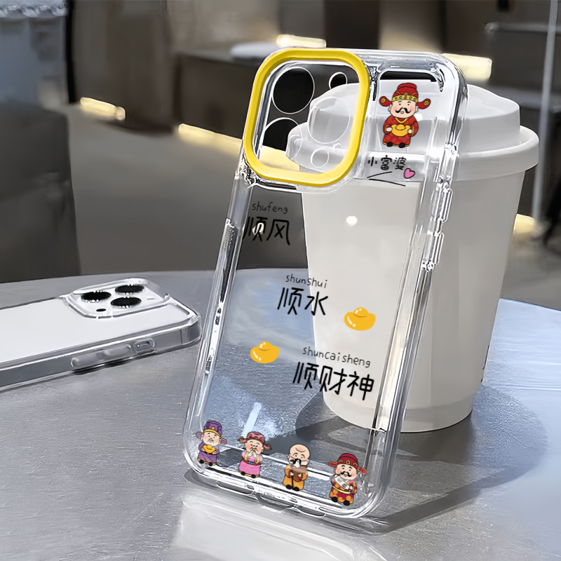 顺风顺财神手机壳适用iPhone15promax小米14oppo国潮华为p70Ultra硅胶vivox90荣耀100苹果13创意文字12小众11