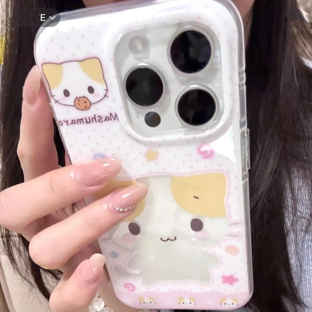 棉花糖小猫手机壳适用苹果16promax华为pura80超可爱iphone15小米14少女心mate70红米k60荣耀400套oppo/vivo