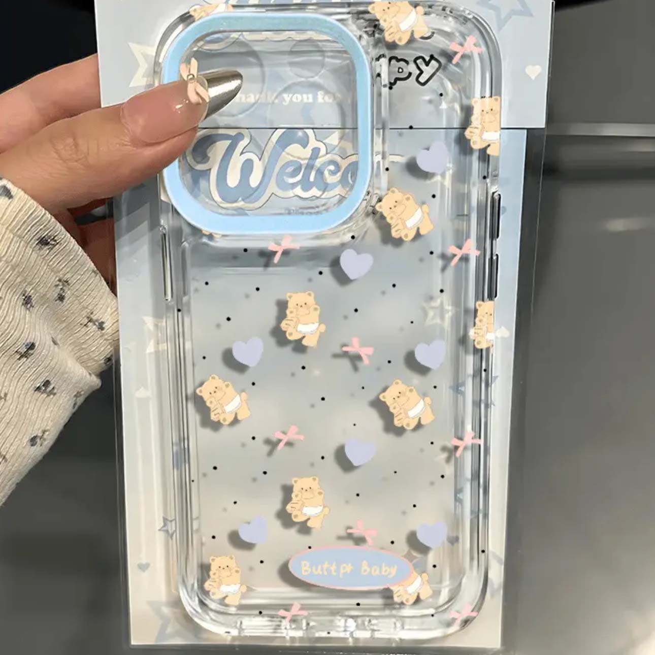 爱心黄油小熊适用苹果15/14promax手机壳新款华为Pura70透明卡通mate60iPhone13promax太空壳OPPO小米vivos18