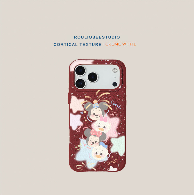 烟花米奇头像适用iPhone17PROMAX手机壳苹果16华为mate70nova14小米17P80reno15仿皮纹Findx9红米K90荣耀300