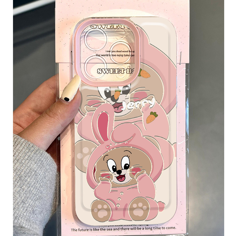 可爱兔子睡衣情侣适用iPhone15promax手机壳华为Pura70猫和老鼠mate60苹果13/14动漫OPPO小米vivos18保护套xr