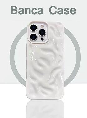 高颜值简约纯色褶皱适用苹果16/15promax手机壳14软壳13pro透明1211陨石纹荣耀400华为pura80promate70保护套