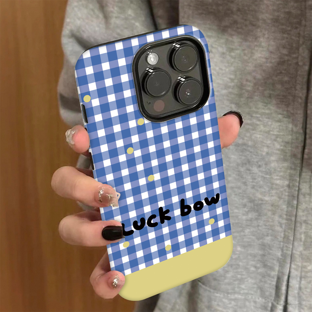 ins幸运蓝格纹适用苹果16promax手机壳小米1514荣耀300华为mate60菲林二合一pura70Reno13防摔vivos20红米k80